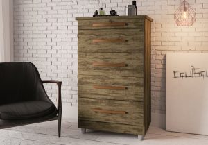 Comoda Emas Amendoa Luxo 5 gavetas sendo 1 com chave